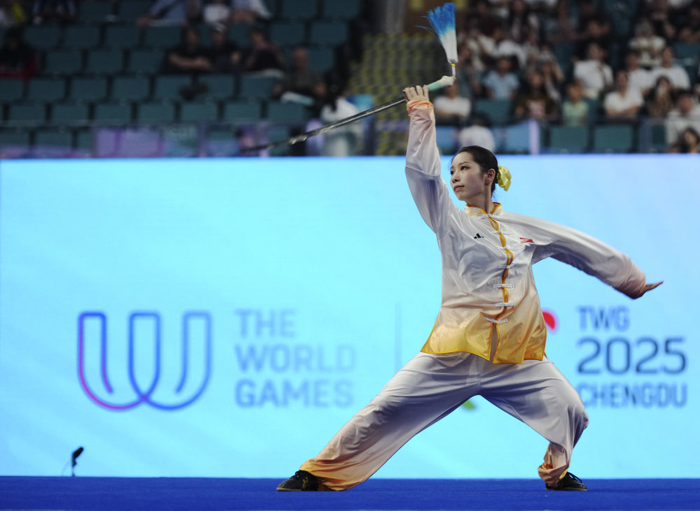 8月8日，在成都世运会武术项目女子太极拳-太极剑决赛中，中国选手卢卓灵夺得冠军。