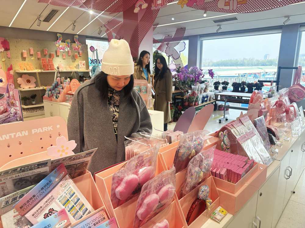 游客在北京玉渊潭公园文创店内挑选商品。新华社记者杨淑君 摄