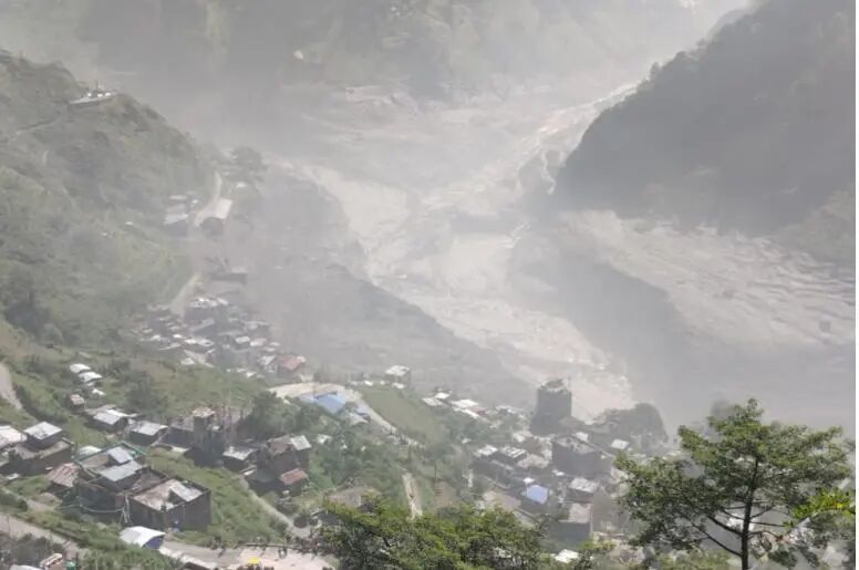 尼泊尔受山洪影响地区